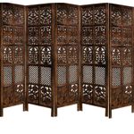 Impression Art Store Partition Divider for Living Room Wood Privacy Screen Divider for Studio, Office Divider Wooden Screen Partition - Brown (Design-1, 6 Feet 5 Panels)