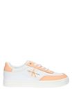 Calvin Klein Jeans Women Classic Cupsole Low LACE LTH ML Sneaker, Bright White/Apricot Ice, 5