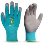 KDK Ages 5-7 Kids Gardening Gloves,Yard Work Gloves for Toddlers, Youth, Girls, Boys, Childrens, Soft Safety Rubber Gloves (XXS Age 5-7, 1 Pair Blue Dinosaur)