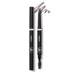 VEECCI Diamond Eyebrow Pencil - Long Lasting & Smudge-proof, Dual-Ended with Soft Brush - Vegan Formula for Microblading Effect Brows (Grey Brown)