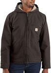 Carhartt Men's Relaxed Fit Washed Duck Sherpa-Lined Jacket, Dark Brown, Medium