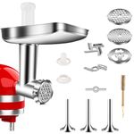 aikeec Food Meat Grinder Attachments for KitchenAid Stand Mixers, Including 4 Grinding Plates, 3 Sausage Stuffers Compatible with All KitchenAid Stand Mixers