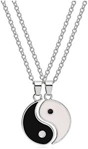 Simple Tai Chi Yin Yang Dangle Earrings for Women 2 Matching Necklace Bracelet BFF Friendship Couple Gift, Metal, No Gemstone,