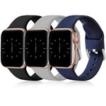 Wepro Pack 3 Straps Compatible with Apple Watch Strap 46mm 44mm 45mm 49mm 42mm(Series 3 2 1) Women Men, Soft Silicone Strap for iWatch Series 10 9 8 7 6 5 4 3 2 1 SE Ultra, Black/Grey/Blue