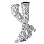 N.N.G Women Over the Knee Boots Thigh High Snake Winter Long Block Size 8 Snakeskin Autumn Quality Suede Comfort Square Toe (Snake, numeric_8)