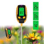 Justmetr [Upgraded Soil PH Meter, 4-in-1 Soil Tester Moisture, Digital Plant Thermometer Test, Moisture Meter Light and PH Tester for Potted Plants, Gardens, Lawns