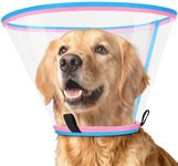 Soft Dog Cone Collar after Surgery, Transparent Dogs Neck Cone, Recovery Collar for Dogs Prevent Licking, Adjustable Medical Collars for Small Medium Large Dog, Elizabethan Collars (Pink, Size 4)