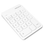 Macally Wireless Bluetooth Numeric Keypad for Laptop, Apple, Mac, iMac, MacBook Pro/Air, Ipad, Windows PC, Tablet, or Desktop Computer - Rechargeable 18 Key Bluetooth Number Pad - White