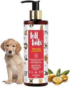 Tell Tails Tick & Flea Dog Shampoo | Combats Ticks, Lice & Fleas | Prevents Dryness & Rashes | Enriched with Jojoba, Ginger, Shea Butter & Rice Protein | Antifungal & Antibacterial | All Breeds |250ml