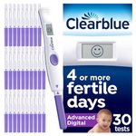 Clearblue Advanced Digital Ovulation Tests Kit (OPK), Double Your Chances of Getting Pregnant, 1 Digital Holder and 30 Ovulation Tests