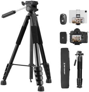 K&F Concept Camera Tripod, 75" Lightweight Portable Travel Outdoor DSLR Tripods for Camera Phone Video Recording, Heavy Duty Tripod Stand, Cellphone Clip for Smartphone Live Streaming Vlog