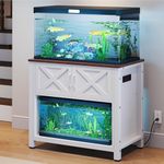 YITAHOME Heavy Duty 40-50 Gallon Aquarium Stand with Power Outlets, Cabinet for Fish Tank Accessories Storage - Metal Fish Tank Stand Suitable for Fish Tank, Turtle Tank, 660LBS Capacity, White