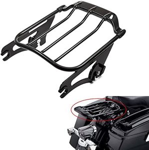 PBYMT Gloss Black Detachable Two up Mounting Luggage Rack Compatible for Harley Touring Street Glide Road King Electra Glide 2009-2023 (Vivid Black)