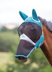 Shires Horse Fine Mesh Fly Mask with Ears and Nose (Teal, Full)