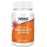 Now Foods, Vitamin D3 Depot, 10000 IU, 1 Capsule Every 10 Days, Cholecalciferol from Lanolin, 120 Softgels, Lab-Tested, Gluten Free, Soy Free, Non GMO