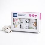 Mee Mee 100% Cotton Muslin Swaddle Wrap for Newborn Baby(100×100 cm)(PK-3) | Soft, Breathable, Lightweight, Quick-Dry, Skin Friendly | Multi-Use Baby Blanket,Nursing Cover,Stroller Cover (Panda)