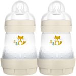 MAM Easy Start Self Sterilising Anti-Colic Baby Bottle 2 Pack (2 x160 ml) with Slow Flow MAM Teats Size 1, Newborn Essentials, Shell (Designs May Vary), light nude pink