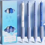 Cute Soft Sponge Gel Pen,4pcs Retractable Quick Dry Ink Pens,0.5mm Fine Point Black Ink (sky)