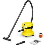 Kärcher Wet & Dry Vacuum Cleaner WD 2 Plus, blowing function, power: 1000w, plastic container: 12 l, suction hose: 1.8 m, incl. cartridge filter, floor and crevice nozzle, Yellow