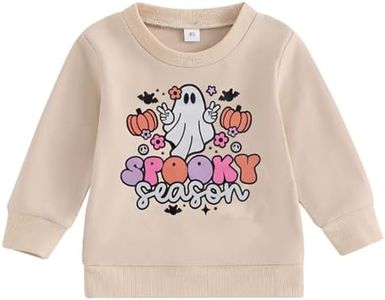 DUTUT Toddler Baby Boy Girl Halloween Sweatshirts Spooky Season Pumpkin Shirt Fall Pullover Tops Crewneck Long Sleeve Blouse Apricot