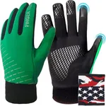 FINGER TEN Kids Winter Gloves Waterproof with Free Neck Warmer Boys Girls Touchscreen for Cold Weather Outdoor Sports (Green, Large)
