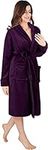 NY Threads Luxury Women’s Dressing Gown |Super Soft Fleece Bath Robe| Cozy Shawl Collar Loungewear and Nightwear (X-Large, Plum)