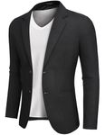 COOFANDY Mens Black Blazer Casual Suit Jacket Slim Fit Basic Sport Coats, Solid Color Blazer - Black, XXL