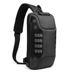 ZUK Anti Theft Sling Bag Shoulder Crossbody Backpack Waterproof Chest Bag with USB Charging Port Lightweight Casual Daypack, Black-2, 9.7, Urban, Casual