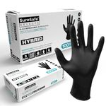 [100 Pack] SURESAFE Vinyl and Nitrile Blend Black Gloves Disposable, 3 Mil Latex Free Disposable Gloves, Cooking Gloves, Mechanics Gloves, Kitchen Gloves, Working Gloves, Nitrile Gloves Medium