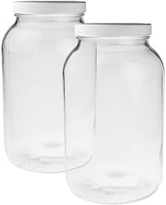 2 Pack ~ Wide Mouth 1 Gallon Clear Glass Jar - White Lid with Liner Seal for Fermenting Kombucha / Kefir, and Storing Food - USDA Approved, Dishwasher Safe