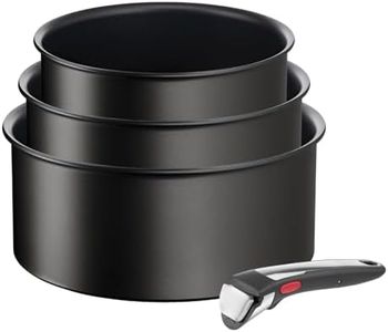 Tefal Ingenio Lot de 3 casseroles + poignée amovible, Induction, Revêtement antiadhésif, Empilable, Compatible lave-vaisselle, Fabriqué en France, Eco Resist On L7679202
