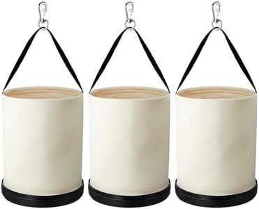 LECEHIVO 3 Pack Utility Canvas Bucket with Plastic Bottom and Metal Hook 15" x 12" All Purpose Organizer Tool Bucket Bag Load Capacity up to 150 Lbs for Truck Work Tool Accessory