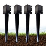 ARIFARO Fence Post Anchor 24 inch Ground Spike Heavy Duty Metal Black Powder Coated Fence Stakes Post, 4x4 inch(3.5 x3.5 inch Inner) Pack of 4