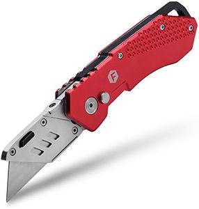 FC Folding Pocket Utility Knife - Heavy Duty Box Cutter with Holster, Quick Change Blades, Lock-Back Design, and Lightweight Aluminum Body