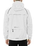 BALEAF Men's Rain Jacket Waterproof Windbreaker Running Cycling Golf Hiking Gear Hood Lightweight Reflective Packable, 09-white, X-Large