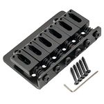 Musiclily 65mm Metal Fixed Hardtail Guitar Bridge Top Load for 6 String Fender Strat Tele Electric Guitar,Black