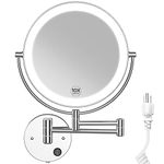 Benbilry 9" Large Size Wall Mounted Lighted Makeup Vanity Mirror, 1X/10X Magnifying Double-Sided AC Powered Bathroom Mirror, 360° Swivel 13 Inch Extendable