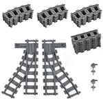 Etarnfly 28PCS City Train Tracks, Classic Train Tracks Accessories, Railroad Building Toy Compatible with All Major Brand - 18 Curved, 8 Straight, 1 Right Turnout, 1 Left Turnout