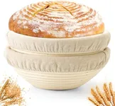 Yeatruojeet Bread Proofing Baskets Set of 2 10 inch Round Dough Proofing Bowls W/Liners Perfect for Home Sourdough Bakers Baking (10Inch, Round)