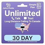 Jethro Mobile USA Sim Card, Unlimited Talk & Text in US, International Calling to Canada, 1-Month Sim Card Activation Kit (Standard/Micro/Nano)