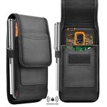 Tiflook Phone Holster for Samsung Galaxy S23 S22 Ultra S21 Plus S20 FE S10 A12 A32 A13 A53 Note 20 Ultra Moto G Power Stylus Pure LG Stylo 6 5 V60 K51 Nylon Pouch Belt Holder Case with Clip Loop,Black