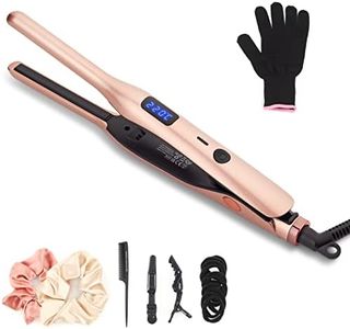 Mini Straightener Professional Hair Straightener for Short Hair, Beard and Fringe, 2 in 1 Straightener for Curls and Straightening, Quick Heating, Adjustable Temperature