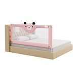 Kids Station Baby Bed Rail Guard for Kid Safety L- 6'6'' or 200cm, H-2'6'' or 80cm, Adjustable Height, Foldable Safeguard for Baby Proofing King Size Bed (6'6'', 1 Side, Pink)