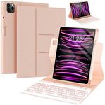 Keyboard case for ipad Air 11 inch(M2 2024)/10.9 Inch Air 5th 4th Generation & iPad Pro 11 inch (1st/2nd/3rd/4th Gen) 360° rotational case Folio Cover with Pencil Holder - Backlit Detachable-(Pink)