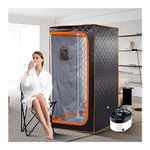 ZONEMEL Full Size Portable Steam Sauna, Personal Home Spa, 1600 Watt 4 Liter Steamer with Remote Control, Timer, Foldable Chair (L 33.8" x W 33.8" x H 65.7",Orange Border)