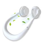 Oternal Neck Portable Sports Fans, Hand Free Mini USB Rechargeable Desk Fan Headphone Design Wearable Small Personal Table Travel Office Room Household Cooling Folding Electric Airflow, White Color