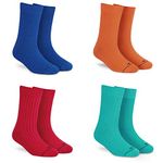 DYNAMOCKS SOLID Colour Socks for MEN and WOMEN - (Pack of 4 | Crew Length | Material: Combed Cotton | Multicolour | Size: Free (UK 7-12))