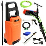 MAXBLAST Water Fed Cleaning Telescopic Pole 24ft & Water Trolley Tank System 30L / Window Clean Car Washing Kit & Accessories