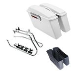 TCMT White Hard Saddlebag & Liners Carpet Insert Conversion Bracket Kit Fit For Harley Softail Heritage Deluxe Models 1984-2017 (except for Deuce Model Softail Slim Models)