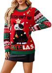 LUBOT 2024 Ugly Christmas Sweaters for Women Womens Christmas Sweater Cute Fuzzy Funny Tacky Holiday Parties Knitted Pullover Cat S